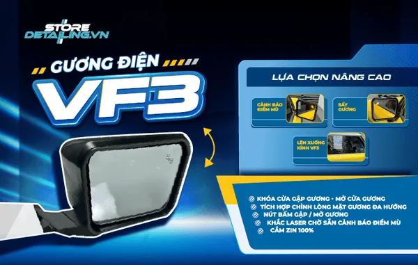 Lắp Gương Chiếu Hậu Chỉnh Điện VF3: Tự Động Gập Khóa Cửa Theo Chìa Khóa