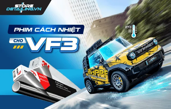 Dán Phim Cách Nhiệt 3M Crystalline Cho VF3: Cản Nhiệt 99%, Giữ Mát Pin Xe
